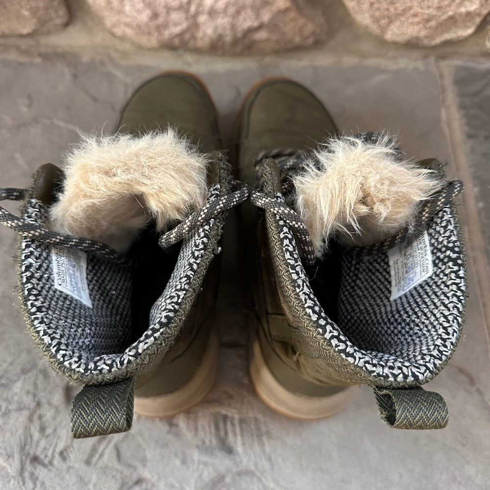Columbia Boots Meadows Shorty Omni Heat 3D Winter In Army Green Mid Calf - Picture 7 of 9